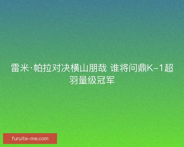 雷米·帕拉对决横山朋哉 谁将问鼎K-1超羽量级冠军